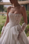 Scoop neck ballgown with embellished bodice and mikado silk skirt